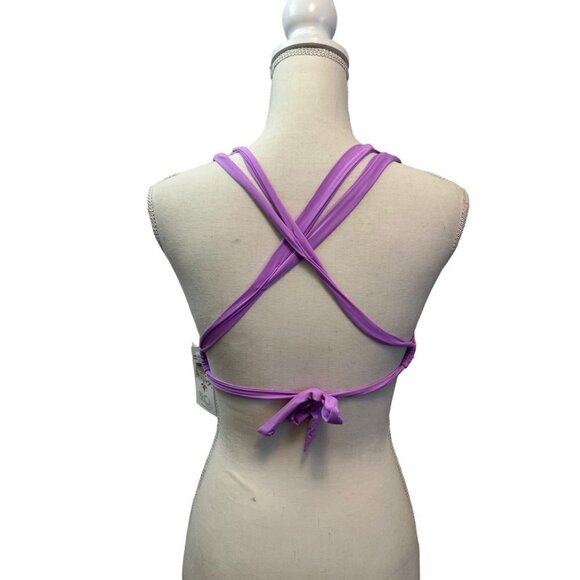 Becca by Rebecca Virtue Orchid Color Code Split Strap Halter Swim Top Size Small - Picture 3 of 6